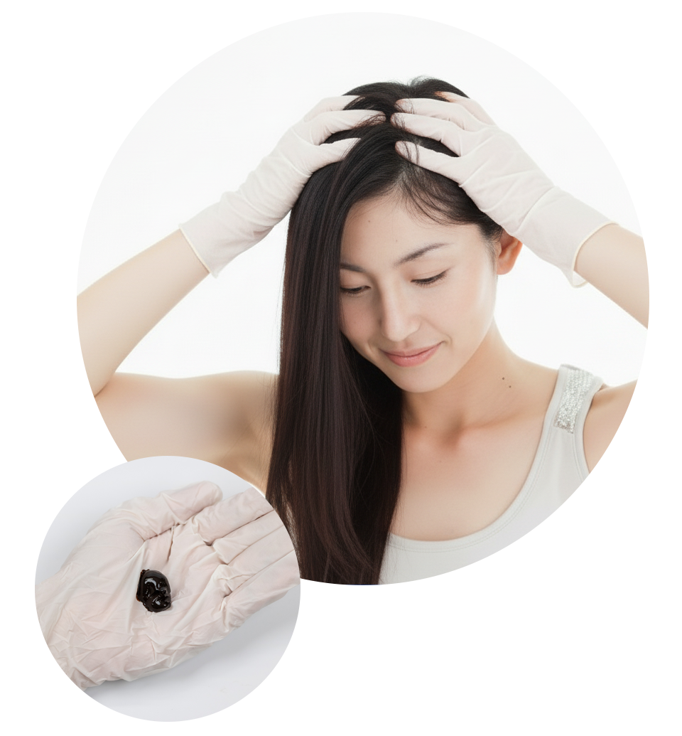 髪萌を使用して心地よさそうにしている女性